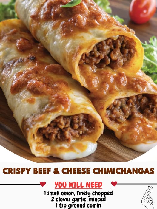 Crispy Beef & Cheese Chimichangas 