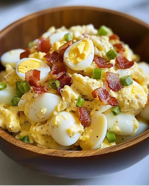 Bacon Ranch Egg Salad Looking for a mouthwatering twist on classic egg salad? This Bacon Ranch Egg Salad is loaded with creamy ranch dressing, crispy bacon, and melty cheddar for a flavor-packed bite you won’t forget! — ### Ingredients: